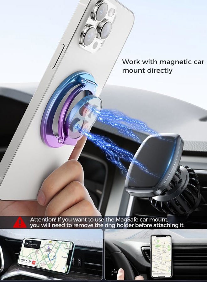 SUPERONE Magnetic Ring Holder for Dual-Side Magnetics, Removable Gym Phone Grip with Kickstand for iPhone 17/16/15/14/13/12 Series MagSafe Case All Phones Compatible with Magnetic Car Mount - Colorful - Image 3