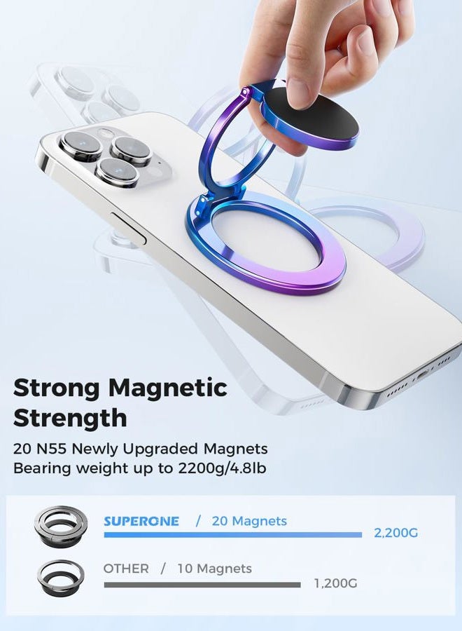 SUPERONE Magnetic Ring Holder for Dual-Side Magnetics, Removable Gym Phone Grip with Kickstand for iPhone 17/16/15/14/13/12 Series MagSafe Case All Phones Compatible with Magnetic Car Mount - Colorful - Image 5
