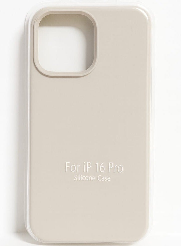 iPhone 16 Pro Silicone Case – Slim Shockproof Protective Back Cover, Soft & Lightweight, Beige