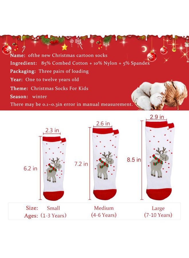 WTTORDE 3 PCS Christmas Kids Socks Warm Winter Crew Socks Unisex Cotton Socks Xmas Gif - Image 4