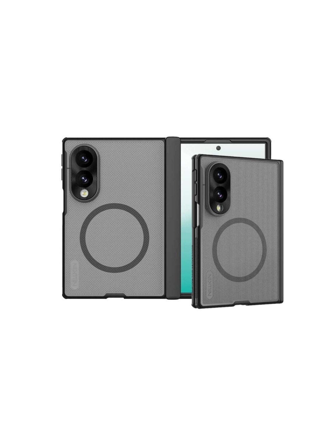 Muzz Magnetic Case Compatible with Samsung Galaxy Z Fold 8, with Hinge Protection Front Cover Slim, Frosted Shield Protective Case for Samsung Galaxy Z Fold8 5G Transparent Black