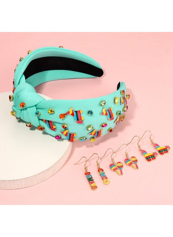 HZEYN Mexican Headbands For Women Cinco De Mayo Fiesta Headband Donkey Pinata Headband Jeweled Crystal Knotted Headband Mexican Holiday Costume Accessories  - Image 3