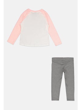 PUMA Toddlers Girl 2Pcs Long Sleeve Top And Leggings Set, White/Grey  - Image 2
