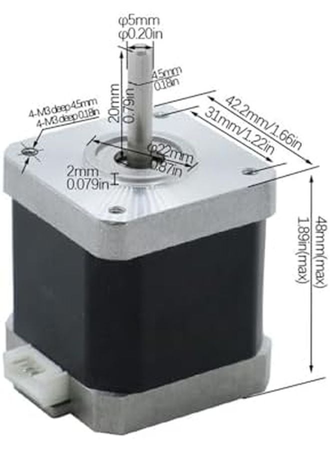 Nema 17 Stepper Motor 1.8 Degree 0.55Nm 5mm Shaft 2 Phase 4 Wire for CNC 3D Printer - Image 3