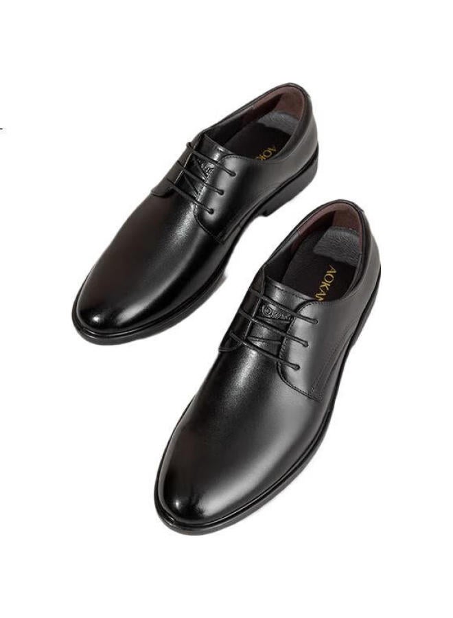 Aokang British Business Formal Leather Shoes Cowhide Lace-up Office Fashion Shoes Black Size 40 - Image 2