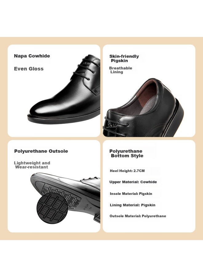Aokang British Business Formal Leather Shoes Cowhide Lace-up Office Fashion Shoes Black Size 40 - Image 1