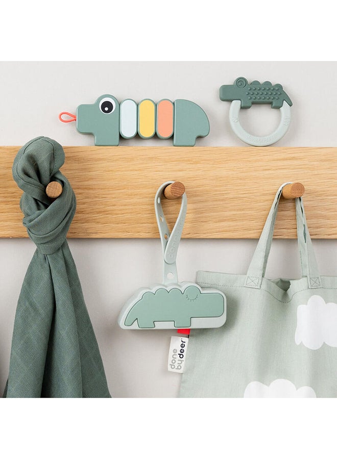 done by deer Silicone Pacifier Pouch - Hygienic Holder with Zipper  And  Clip for On-the-Go Use - Croco Green  - Image 4