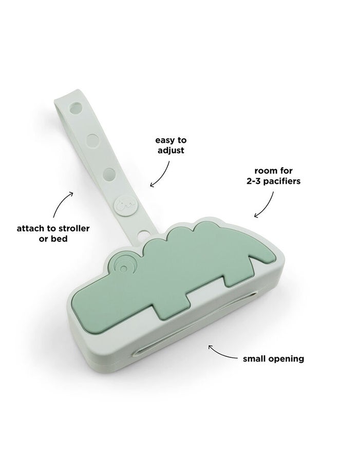 done by deer Silicone Pacifier Pouch - Hygienic Holder with Zipper  And  Clip for On-the-Go Use - Croco Green  - Image 2