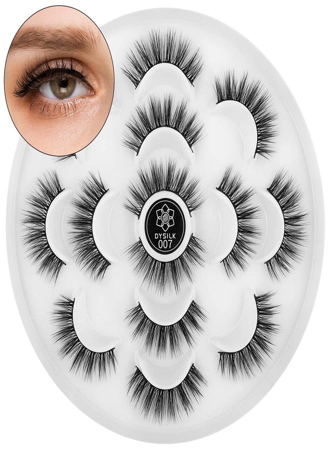 DYSILK False Lashes Fake Eyelashes - Mink Lashes Fluffy 7 Pairs 6D Mink Lashes Wispy Faux Mink Eyelashes Lashes Natural Look Eye Lashes Long Lashes Pack Reusable Eyelashes |007 - Image 1