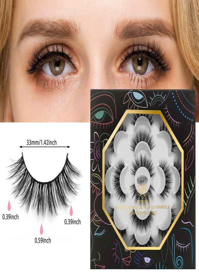 DYSILK False Lashes Fake Eyelashes - Mink Lashes Fluffy 7 Pairs 6D Mink Lashes Wispy Faux Mink Eyelashes Lashes Natural Look Eye Lashes Long Lashes Pack Reusable Eyelashes |007 - Image 3