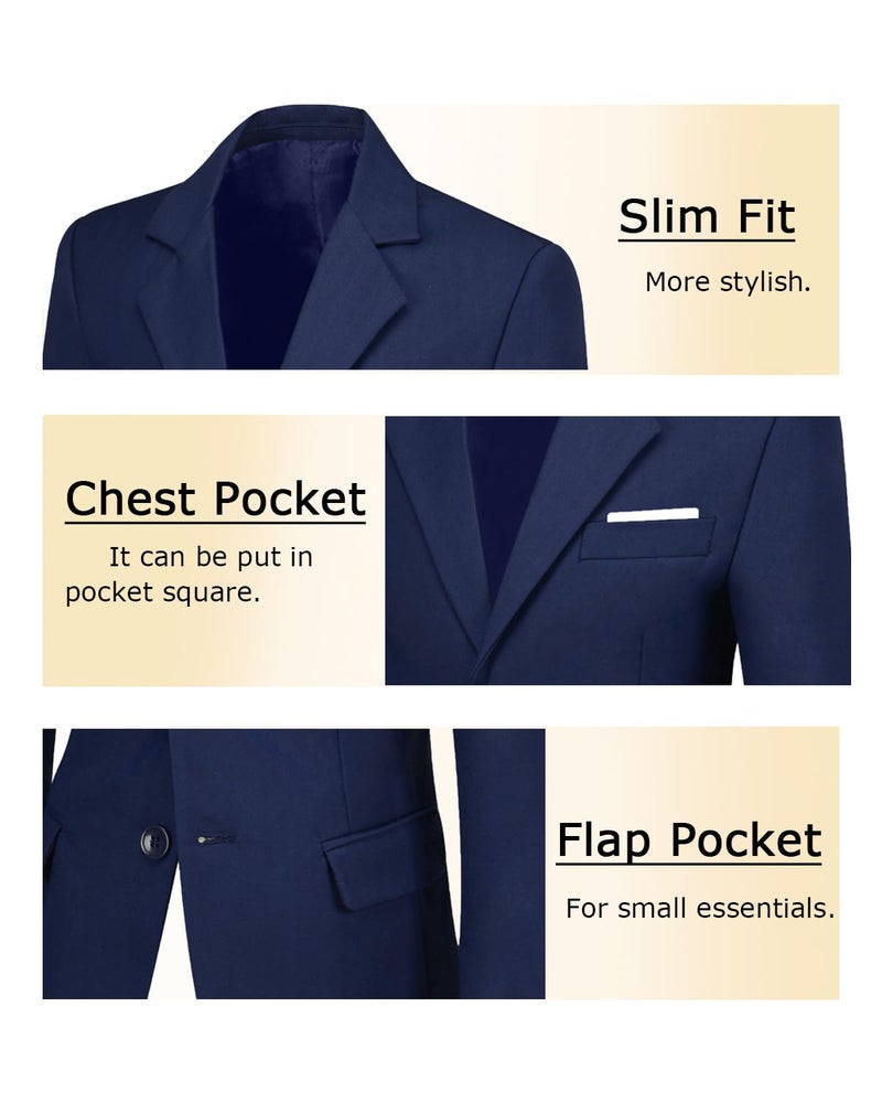 Yavakoor Boys Suit Navy Slim Fit Suits for Kids Formal Outfit Boy Tuxedo with Blazer Vest Pants Shirt and Bow Tie Size 7 - Image 5