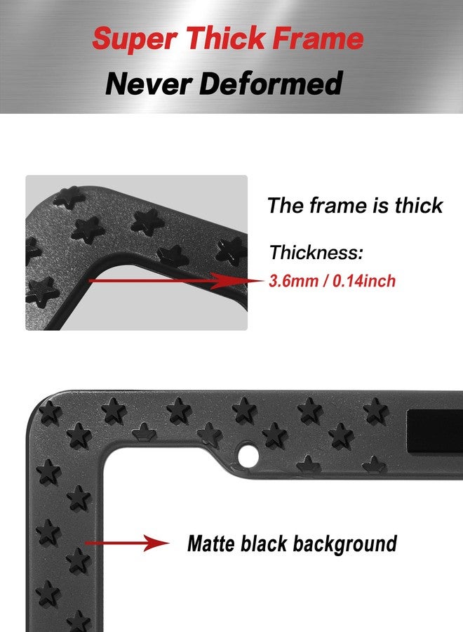 Aootf American Flag License Plate Frames- Black Plastic USA Flag Car Tag Holder with Screws Caps and Patriotic Decals，2 Pack Rustproof Frames for Front Rear - Image 3