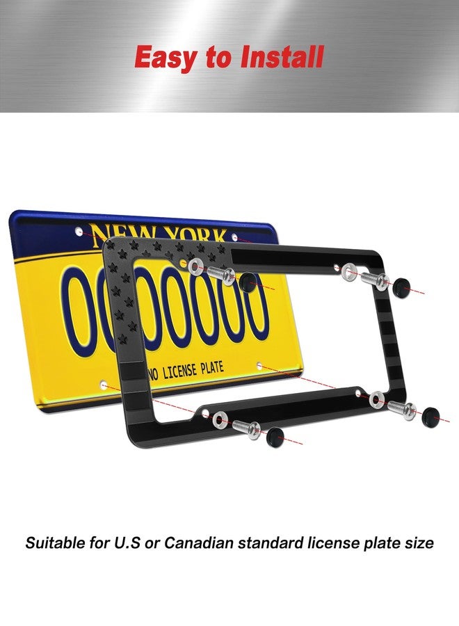 Aootf American Flag License Plate Frames- Black Plastic USA Flag Car Tag Holder with Screws Caps and Patriotic Decals，2 Pack Rustproof Frames for Front Rear - Image 4