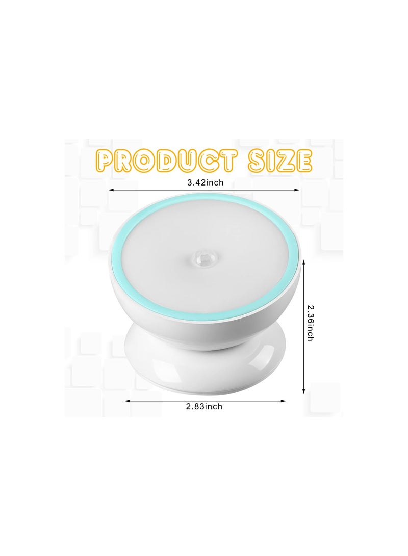 Y&D Motion Sensor Night Lights, LED Cordless Puck Lights Small Wall with Rotating Base for Cruise Cabin Hallway, Washroom, Cabinet, Stair and Bedroom, White Light (Battery Operated)(2 Pieces)  - Image 4