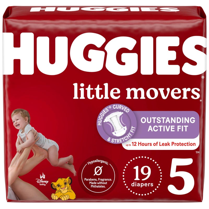Huggies Size 5 Diapers, Little Movers Baby Diapers, Size 5 (27+ lbs), 19 Count, Packaging May Vary - Image 1