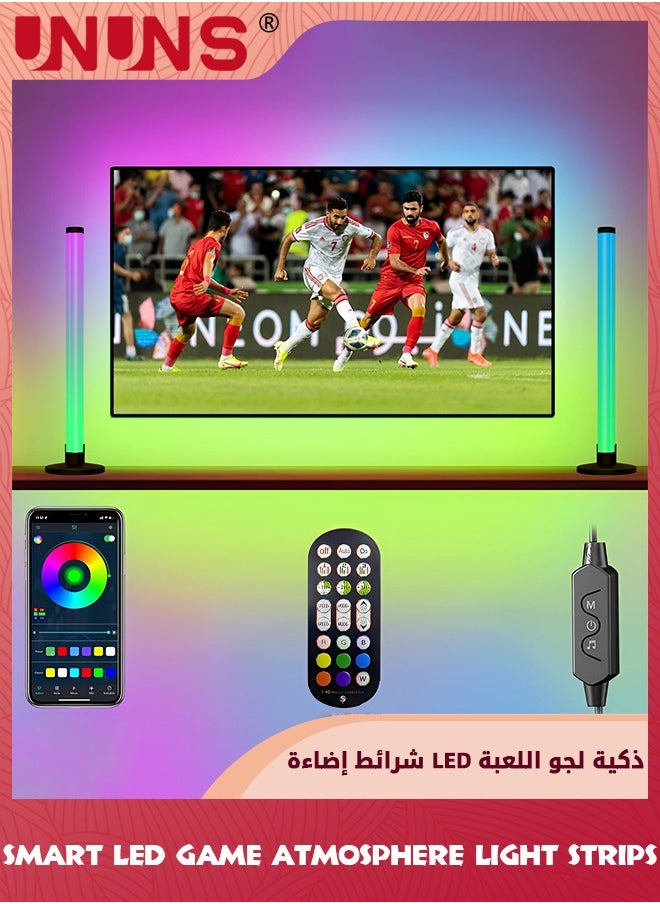 UNUNS شريط إضاءة LED الذكي، شريط إضاءة RGB المتدفق، أضواء الألعاب، إضاءة خلفية للأجواء مع وضع مزامنة الموسيقى، شريط إضاءة ملون بلوتوث لإعداد الألعاب، ترفيه، غرفة الكمبيوتر، تلفزيون، ديكور، إضاءة LED قابلة للتعتيم  - Image 1