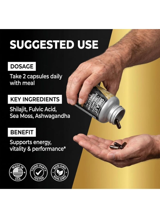 Clean Nutraceuticals Shilajit Supplement for Men with Sea Moss, Tongkat Ali, Ashwagandha, Boron, Zinc, CoQ10, PQQ - Fulvic Acid Capsules - Energy Support - 90 Count - Resin, Gummy & Powder Alternative - Image 5