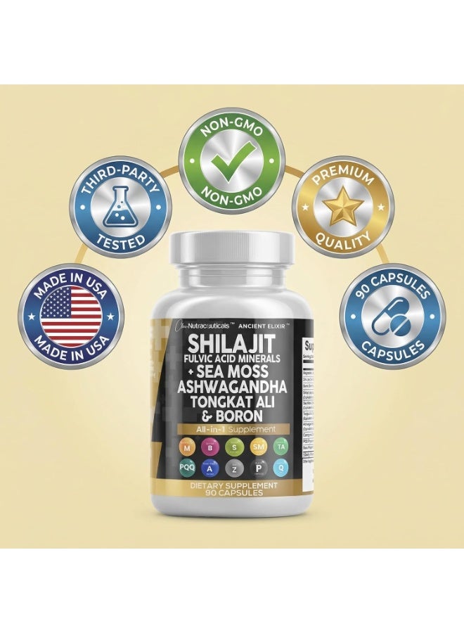 Clean Nutraceuticals Shilajit Supplement for Men with Sea Moss, Tongkat Ali, Ashwagandha, Boron, Zinc, CoQ10, PQQ - Fulvic Acid Capsules - Energy Support - 90 Count - Resin, Gummy & Powder Alternative - Image 3