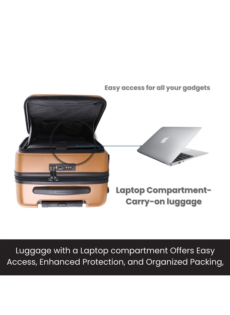 ناشيونال چيوغرافيك National Geographic Lodge 20" Carry-On Small Cabin Business Travel Suitcase/ Front Open Laptop Compartment, 100% PC Lightweight Hard Shell Luggage, 4 Double Wheel, TSA Lock Trolley Bag Copper.