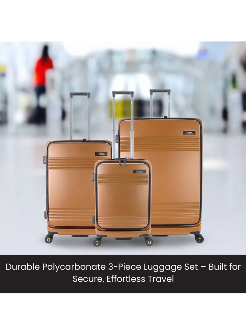 NATIONAL GEOGRAPHIC National Geographic Lodge 20" Carry-On Small Cabin Business Travel Suitcase/ Front Open Laptop Compartment, 100% PC Lightweight Hard Shell Luggage, 4 Double Wheel, TSA Lock Trolley Bag Copper.