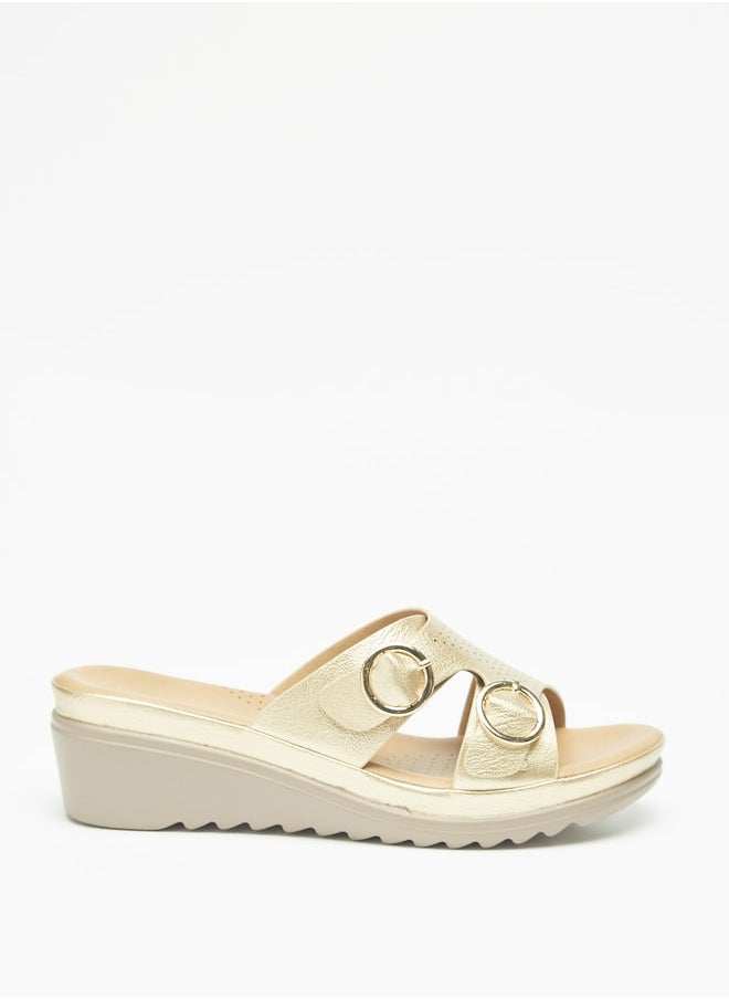 Flora Bella By Shoexpress - Women Buckle Detail Slip-On Sandals with Flatform Heels - Image 1