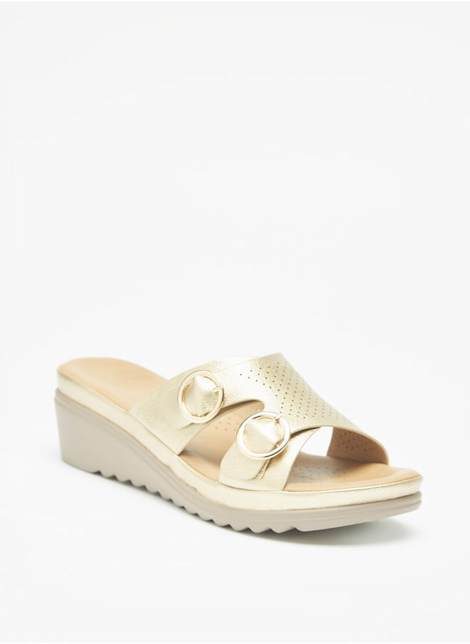 Flora Bella By Shoexpress - Women Buckle Detail Slip-On Sandals with Flatform Heels - Image 1