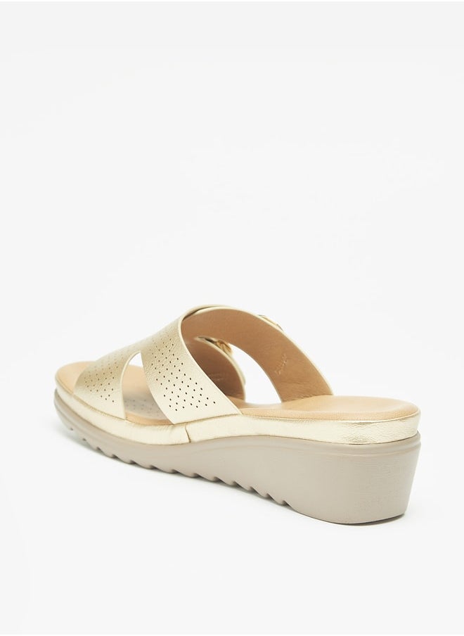 Flora Bella By Shoexpress - Women Buckle Detail Slip-On Sandals with Flatform Heels - Image 1