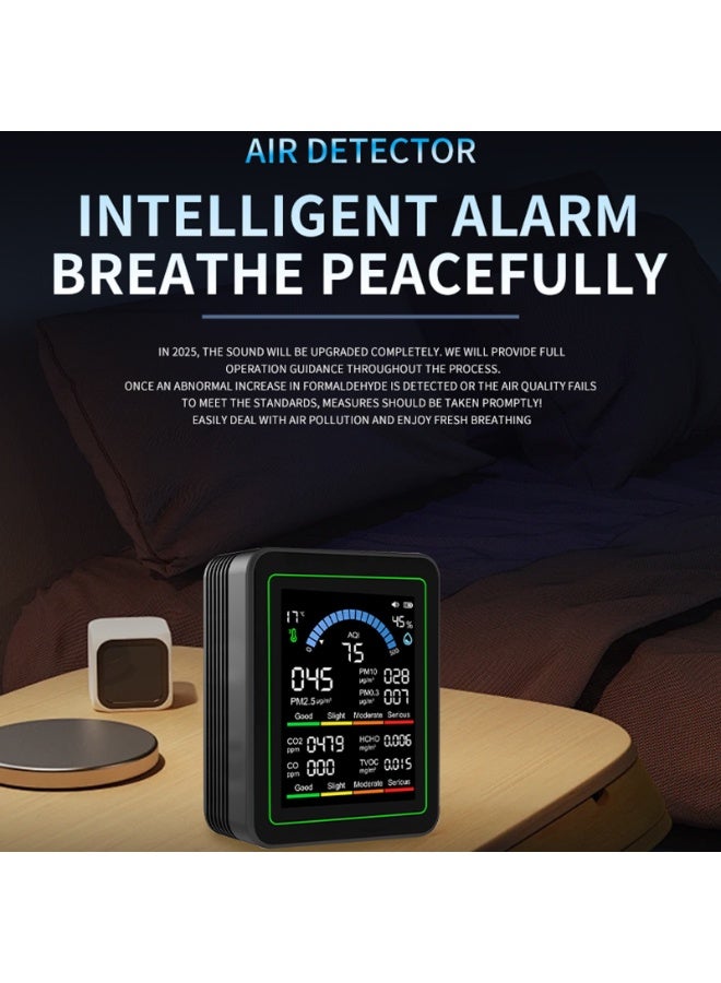 جهاز اختبار مكيف الهواء 10 في 1 بشاشة TFT ملونة مقاس 2.8 بوصة PM2.5/PM10/PM0.3/HCHO/TVOC/CO₂/CO/AQI/درجة الحرارة/الرطوبة بطارية مدمجة 2000 مللي أمبير في الساعة - Image 4