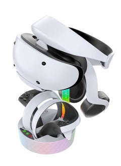 New World PSVR2 Controller Charger, PS VR2 Charging Stand Dock PSVR2 Charging Station with VR Headset Holder Display Stand with RGB LED Light