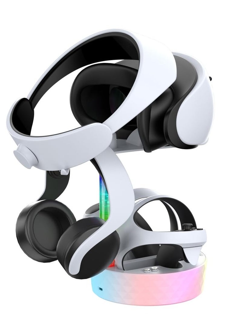 Generic - New World PSVR2 Controller Charger, PS VR2 Charging Stand Dock PSVR2 Charging Station with VR Headset Holder Display Stand with RGB LED Light - Image 1