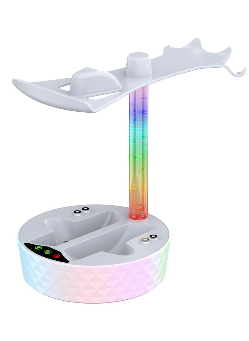 Generic - New World PSVR2 Controller Charger, PS VR2 Charging Stand Dock PSVR2 Charging Station with VR Headset Holder Display Stand with RGB LED Light - Image 1