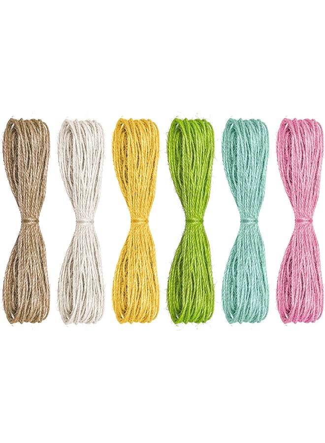 The Bros 6 Bundles x 10 Meters Multicolor Jute Twine String Decorative Jute Ribbon Colored Jute Cord Natural Burlap Jute Rope for Gardening Handmade DIY Arts and Crafts Gift Wrapping Party (Susan) - Image 1
