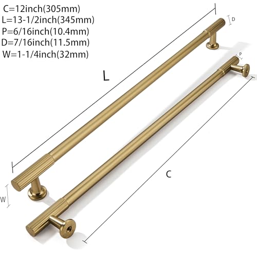 khtumeware 12 Inch Hole Center 2 Pack Champagne Bronze Heavy Duty Solid Satin Brass Cabinet Pulls Kitchen Drawer Handles for Dresser cabinets cabinets - Image 3