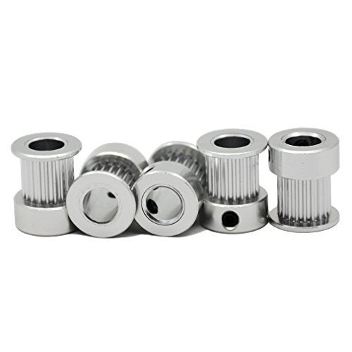 ReliaBot 5PCs Aluminum 2GT Timing Pulley 20 Teeth Bore 8mm for 3D Printer 10mm Width 2GT Timing Belt - Image 2