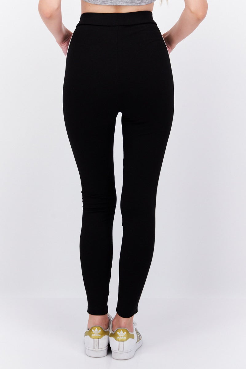 MODE Women Pull On Stripe Leggings, Black - Image 2