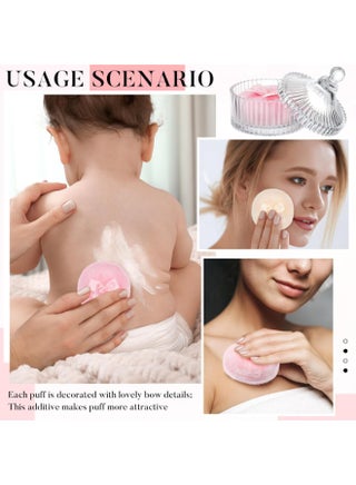3 Pcs Large Body Powder Puff and Container Powder Container with Puff Crystal Case Soft Washable Reusable Velour Face Body Glitter Wet Dry Makeup - view 5
