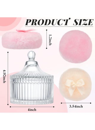 3 Pcs Large Body Powder Puff and Container Powder Container with Puff Crystal Case Soft Washable Reusable Velour Face Body Glitter Wet Dry Makeup - view 2