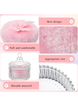 3 Pcs Large Body Powder Puff and Container Powder Container with Puff Crystal Case Soft Washable Reusable Velour Face Body Glitter Wet Dry Makeup - view 3