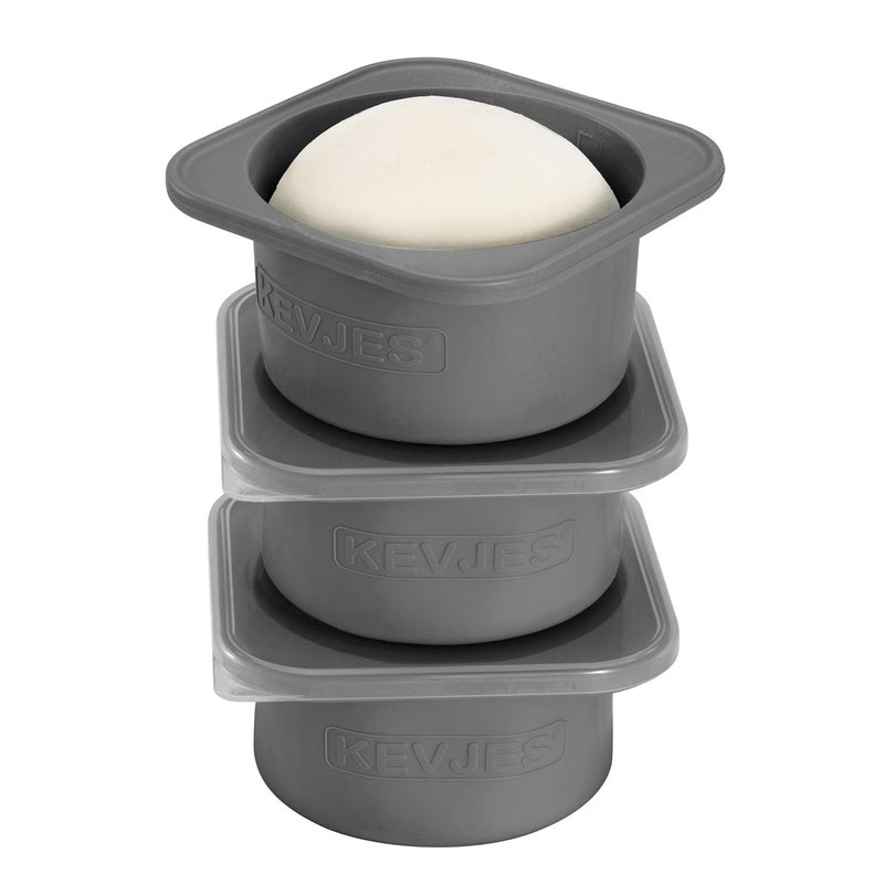KEVJES PLUS Large 1000ml Pizza Dough Proofing Boxes for DIY Artisan Pizza, Food Grade Silicone Stackable Containers with Lids. Freezer, Fridge, Dishwasher Safe (3Space Grey Plus) - Image 1
