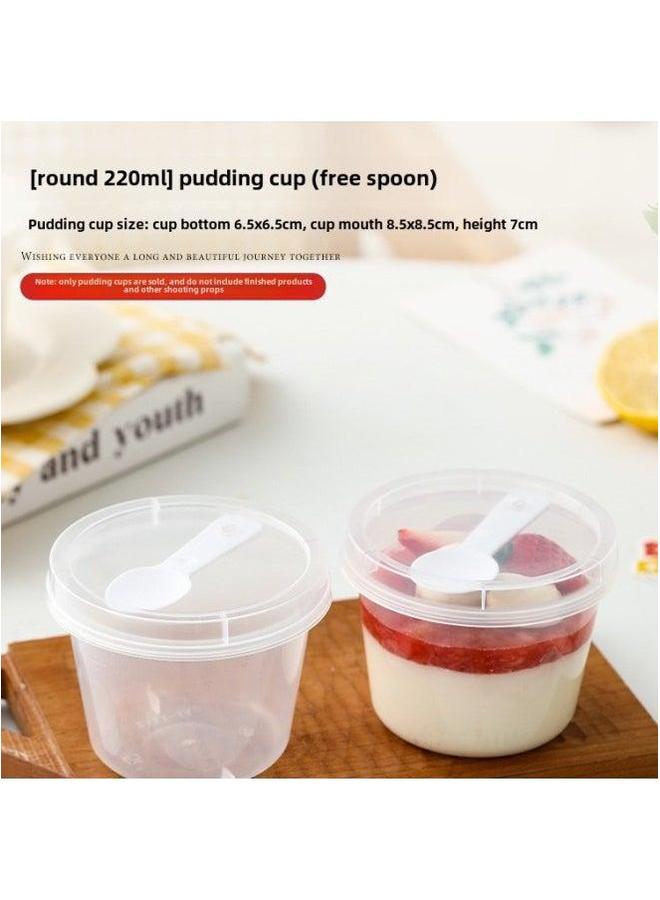Double Skin Milk Special Cup Cream Ice Bowl Pudding Mousse Jelly Yogurt Packing Box With Lid Commercial Cup-Specifications:220ml Round 10-Color:Figure  - Image 1