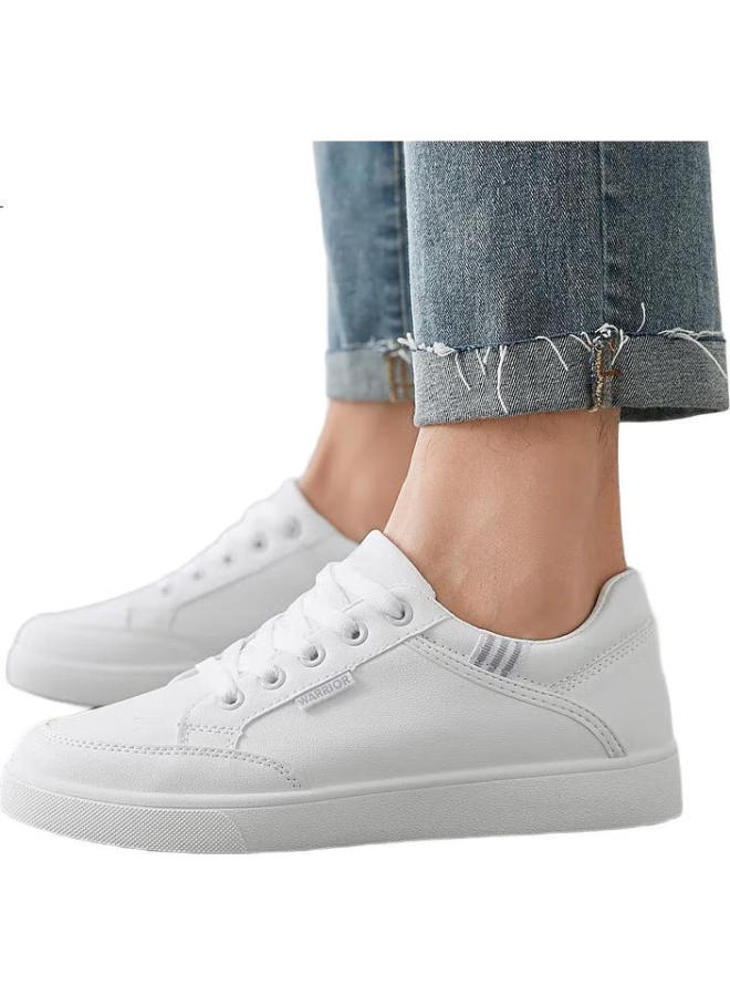 Warrior Casual Shoes For Men, Classic White Sneakers, Versatile Skateboard Shoes, Comfortable Lightweight Outdoor Sports Shoes For Men, Breathable Men'S Footwear, Wxy-L319N, White And Silver, Size 42 - Image 2
