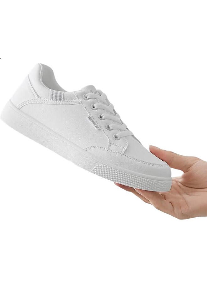 Warrior Casual Shoes For Men, Classic White Sneakers, Versatile Skateboard Shoes, Comfortable Lightweight Outdoor Sports Shoes For Men, Breathable Men'S Footwear, Wxy-L319N, White And Silver, Size 42 - Image 3