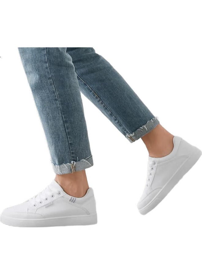 Warrior Casual Shoes For Men, Classic White Sneakers, Versatile Skateboard Shoes, Comfortable Lightweight Outdoor Sports Shoes For Men, Breathable Men'S Footwear, Wxy-L319N, White And Silver, Size 42 - Image 1