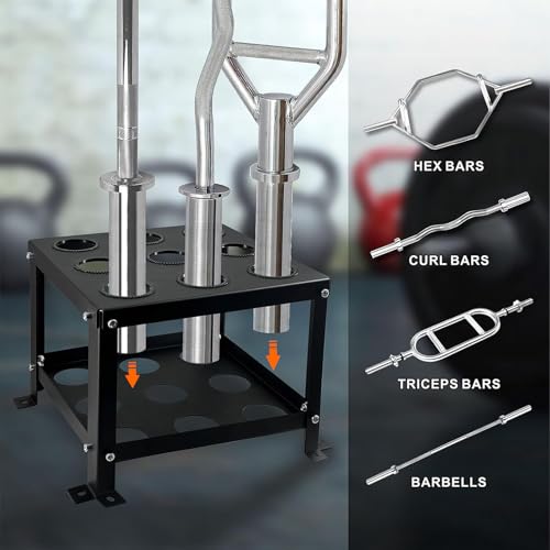 YZZHAJ Barbell Holder Vertical Storage Rack, Heavy Duty Floor Stand Barbell Storage Rack, 9 Barbells Olympic Barbell Holder, Barbell Rack Stand Fit 2-inch Olympic Bars Olympic Bars, Curl Bars, Triceps Bars - Image 5