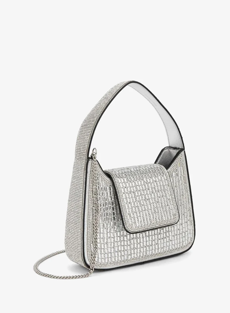 Celeste SILVER Embellished Crossbody Bag With Chain Strap for Women | Best Price UAE
