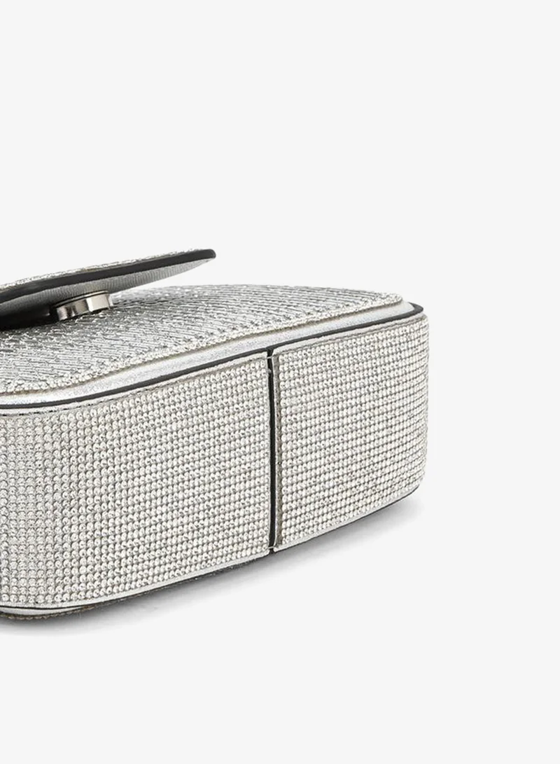 Celeste SILVER Embellished Crossbody Bag With Chain Strap for Women | Best Price UAE