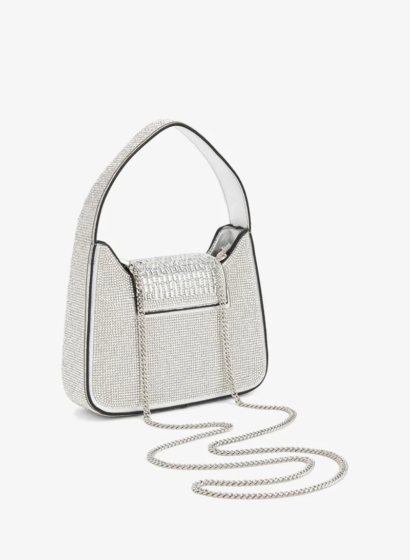 Celeste SILVER Embellished Crossbody Bag With Chain Strap for Women | Best Price UAE