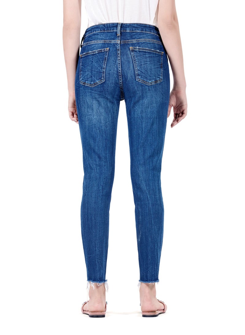 Web Denim Web Denim Women's Mid Rise Stretchable Skinny Jeans - Distressed, Open Hem, Slim Fit Denim Pants  - Image 3