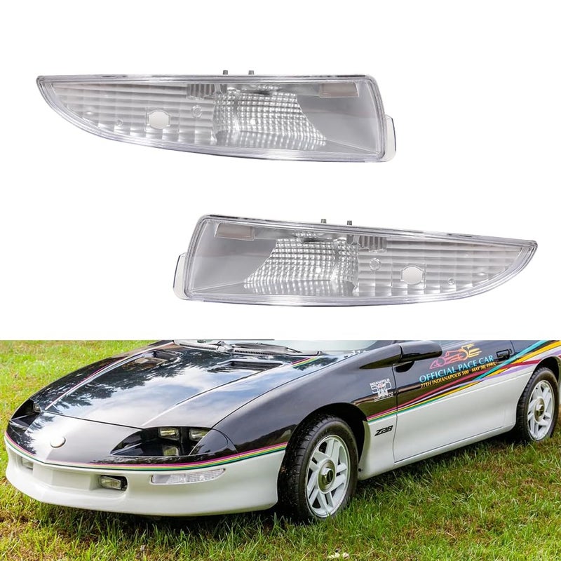 Tonsya For 1993 1994 1995 1996 1997 1998 1999 2000 2001 2002 Chevy Camaro Front Bumper Signal Side Marker housing Clear Lens 5978552 5978551 GM2521146 GM2520146