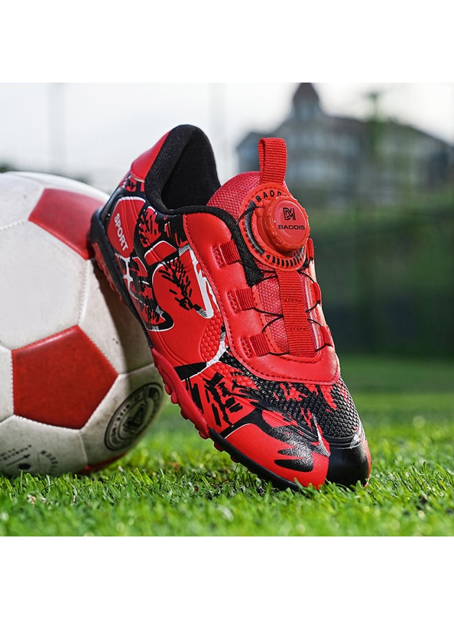 X306 Broken Nails Red New Football Shoes Children's Rotating Buckle Pupils Boys Girls Falcon Tf Broken Nail Short Nail Ag Spike Competition Training